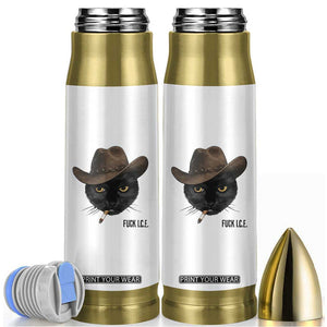 Funny Cowboy Cat Smoking Anti ICE Protest Meme Bullet Tumbler TS14 White Print Your Wear