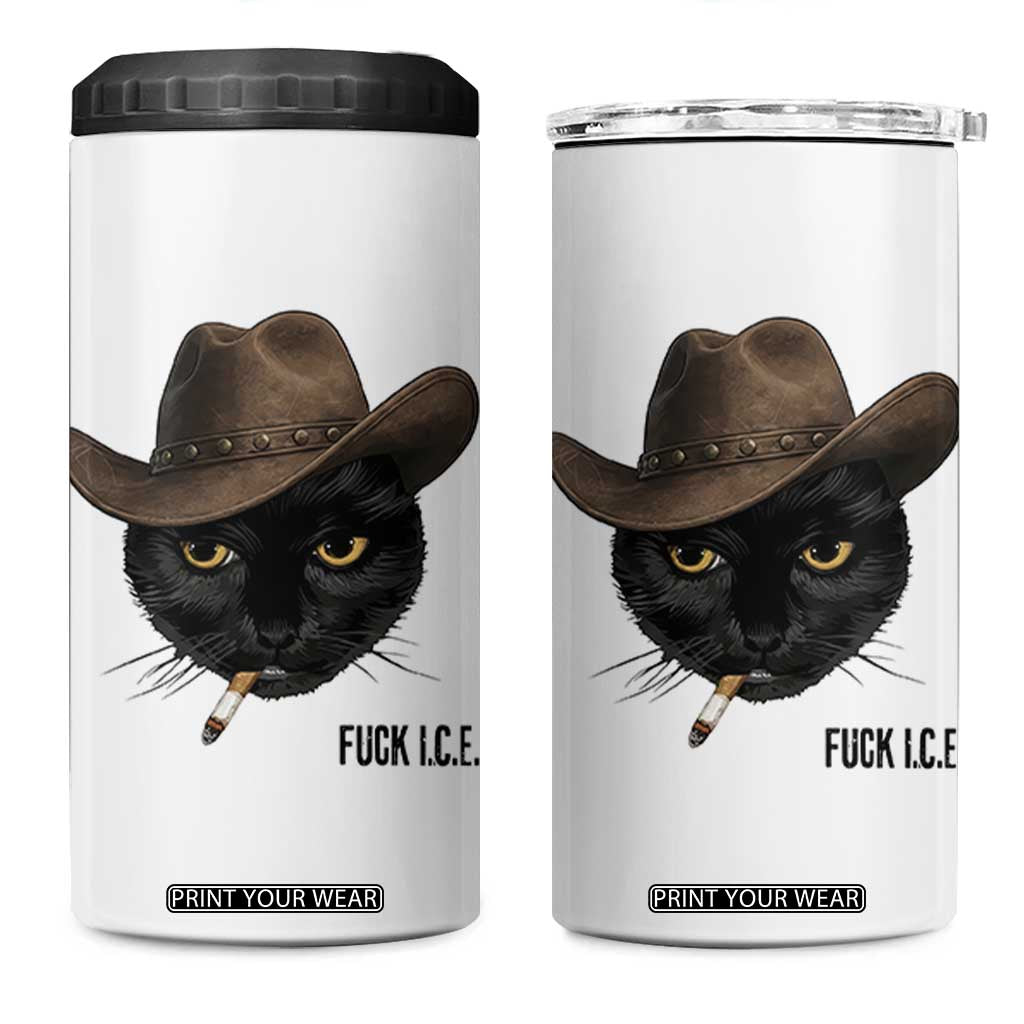 Funny Cowboy Cat Smoking Anti ICE Protest Meme 4 in 1 Can Cooler Tumbler TS14 One Size: 16 oz White Print Your Wear