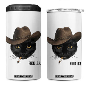Funny Cowboy Cat Smoking Anti ICE Protest Meme 4 in 1 Can Cooler Tumbler TS14 One Size: 16 oz White Print Your Wear