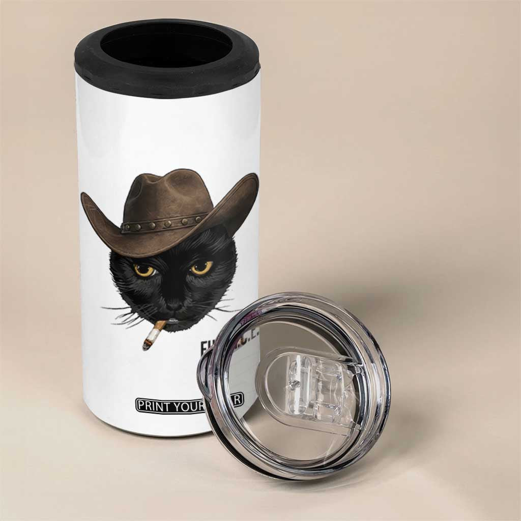 Funny Cowboy Cat Smoking Anti ICE Protest Meme 4 in 1 Can Cooler Tumbler TS14 Print Your Wear