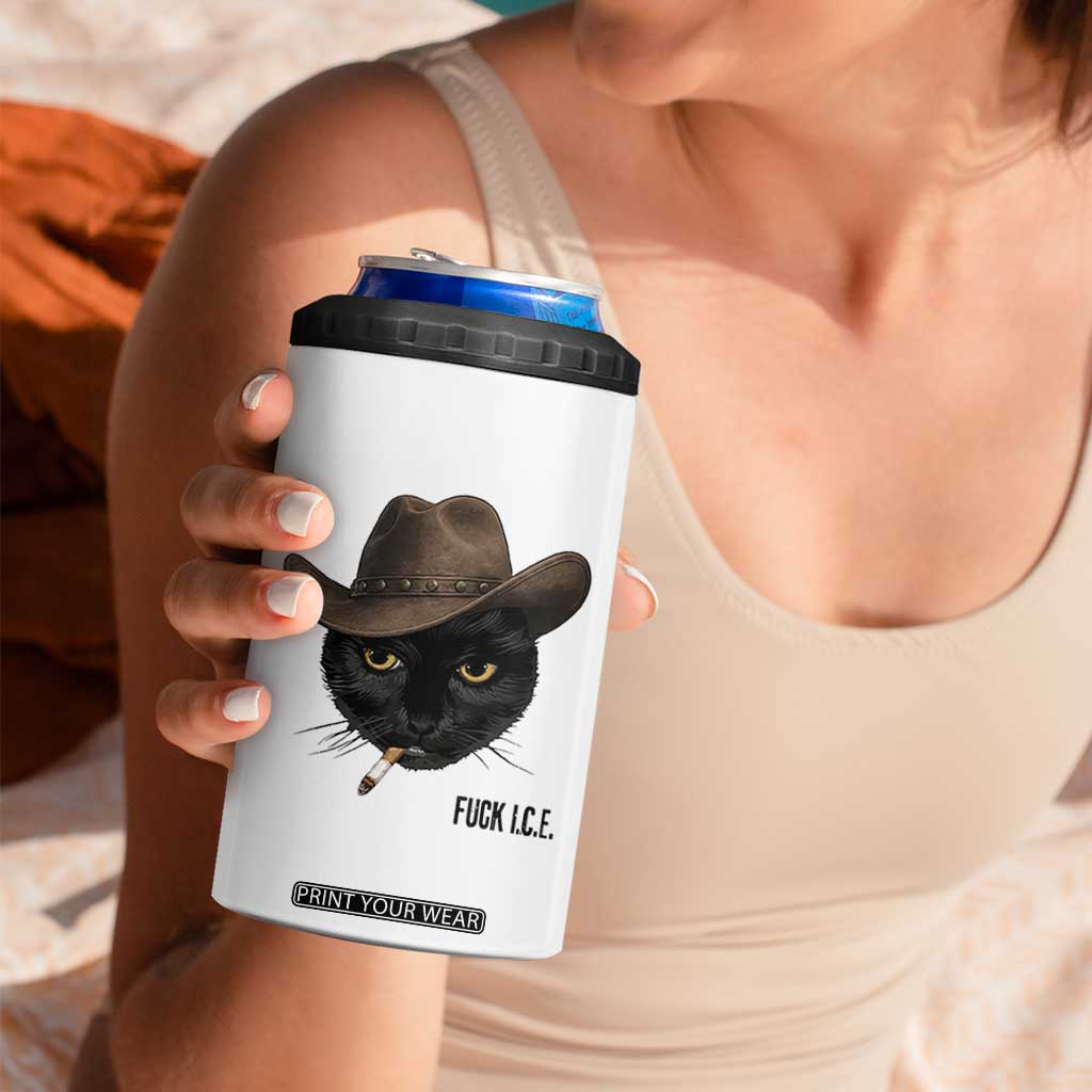 Funny Cowboy Cat Smoking Anti ICE Protest Meme 4 in 1 Can Cooler Tumbler TS14 Print Your Wear