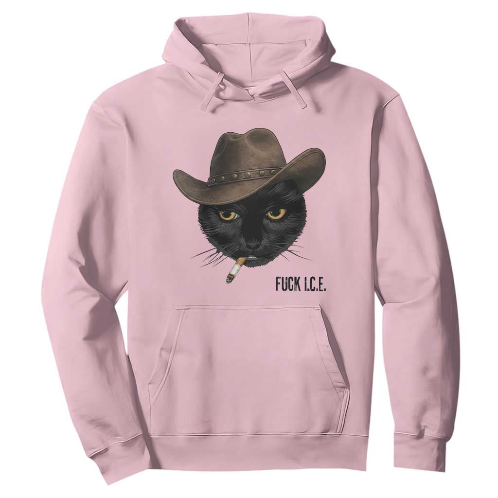Funny Cowboy Cat Smoking Anti ICE Protest Meme Hoodie TS14 Light Pink Print Your Wear