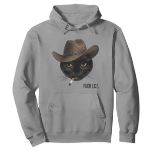 Funny Cowboy Cat Smoking Anti ICE Protest Meme Hoodie TS14 Sport Gray Print Your Wear