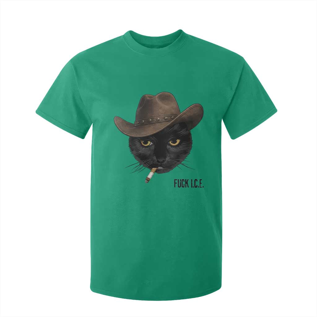Funny Cowboy Cat Smoking Anti ICE Protest Meme T Shirt For Kid TS14 Irish Green Print Your Wear
