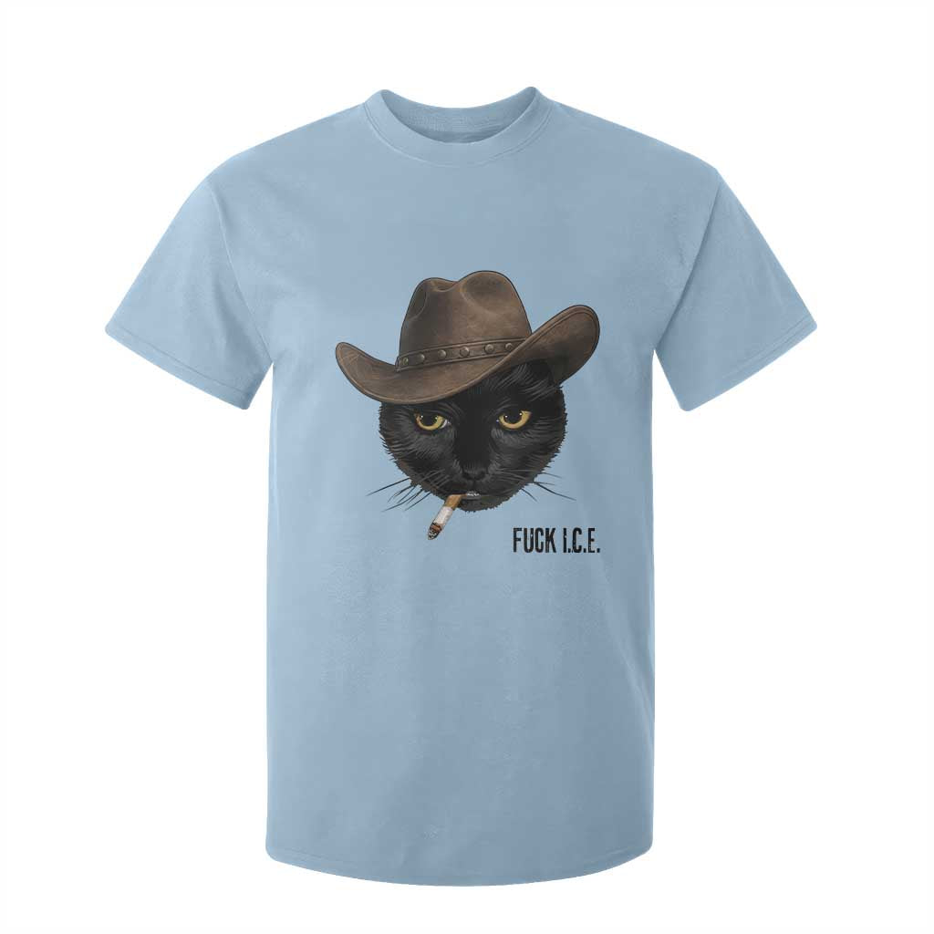 Funny Cowboy Cat Smoking Anti ICE Protest Meme T Shirt For Kid TS14 Light Blue Print Your Wear