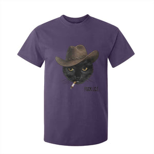 Funny Cowboy Cat Smoking Anti ICE Protest Meme T Shirt For Kid TS14 Purple Print Your Wear