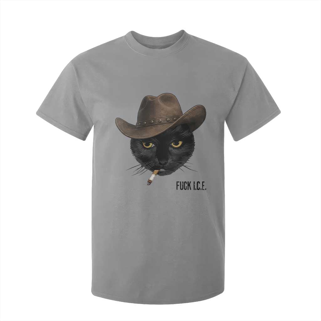 Funny Cowboy Cat Smoking Anti ICE Protest Meme T Shirt For Kid TS14 Sport Gray Print Your Wear