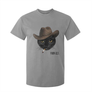 Funny Cowboy Cat Smoking Anti ICE Protest Meme T Shirt For Kid TS14 Sport Gray Print Your Wear