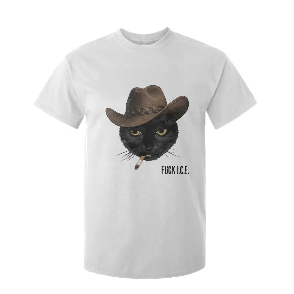 Funny Cowboy Cat Smoking Anti ICE Protest Meme T Shirt For Kid TS14 White Print Your Wear
