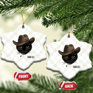 Funny Cowboy Cat Smoking Anti ICE Protest Meme Ceramic Ornament TS14 Print Your Wear