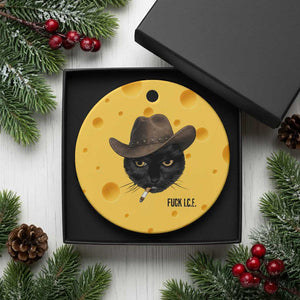Funny Cowboy Cat Smoking Anti ICE Protest Meme Ceramic Ornament TS14 1pc Yellow Cheese Print Your Wear