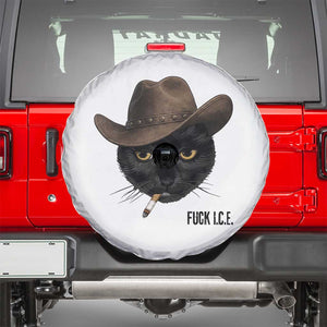 Funny Cowboy Cat Smoking Anti ICE Protest Meme Spare Tire Cover TS14 White Print Your Wear