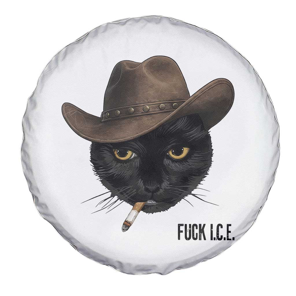 Funny Cowboy Cat Smoking Anti ICE Protest Meme Spare Tire Cover TS14 Print Your Wear