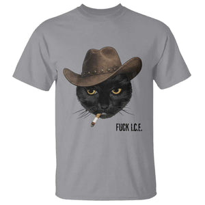 Funny Cowboy Cat Smoking Anti ICE Protest Meme T Shirt TS14 Sport Gray Print Your Wear
