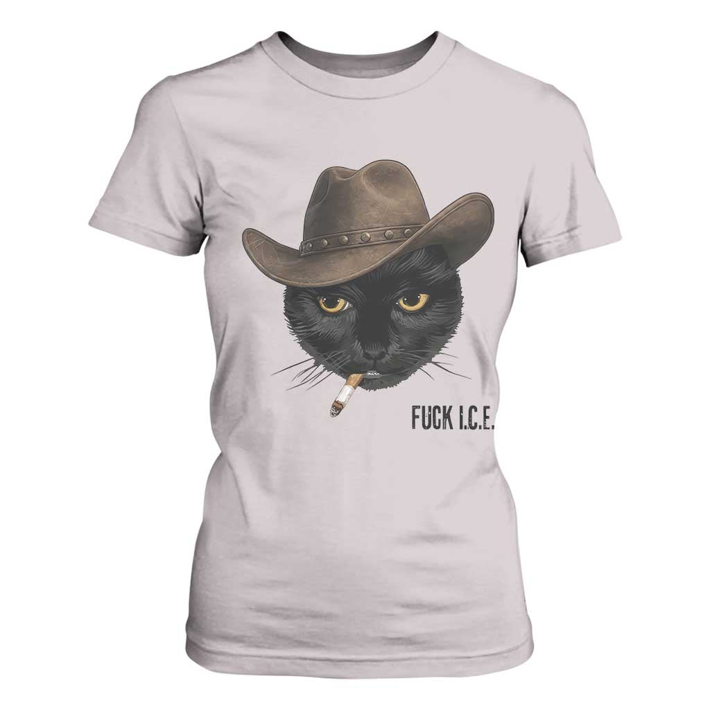 Funny Cowboy Cat Smoking Anti ICE Protest Meme T Shirt For Women TS14 Ice Gray Print Your Wear