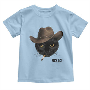 Funny Cowboy Cat Smoking Anti ICE Protest Meme Toddler T Shirt TS14 Light Blue Print Your Wear