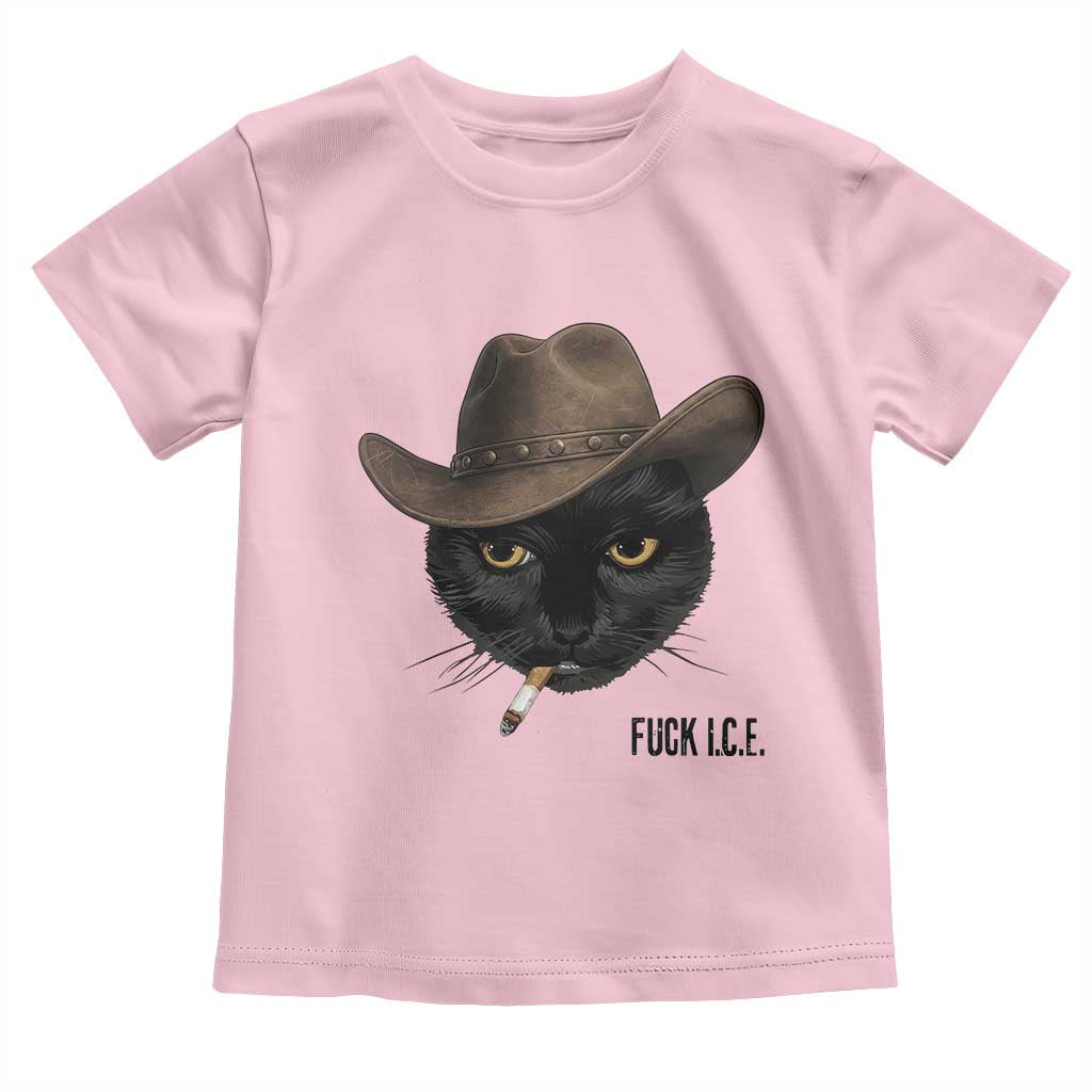 Funny Cowboy Cat Smoking Anti ICE Protest Meme Toddler T Shirt TS14 Light Pink Print Your Wear