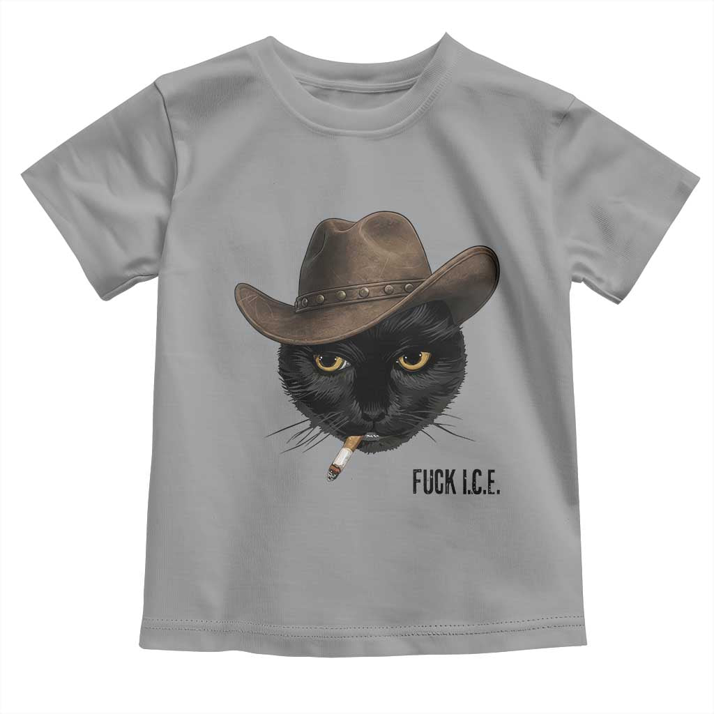 Funny Cowboy Cat Smoking Anti ICE Protest Meme Toddler T Shirt TS14 Sport Gray Print Your Wear