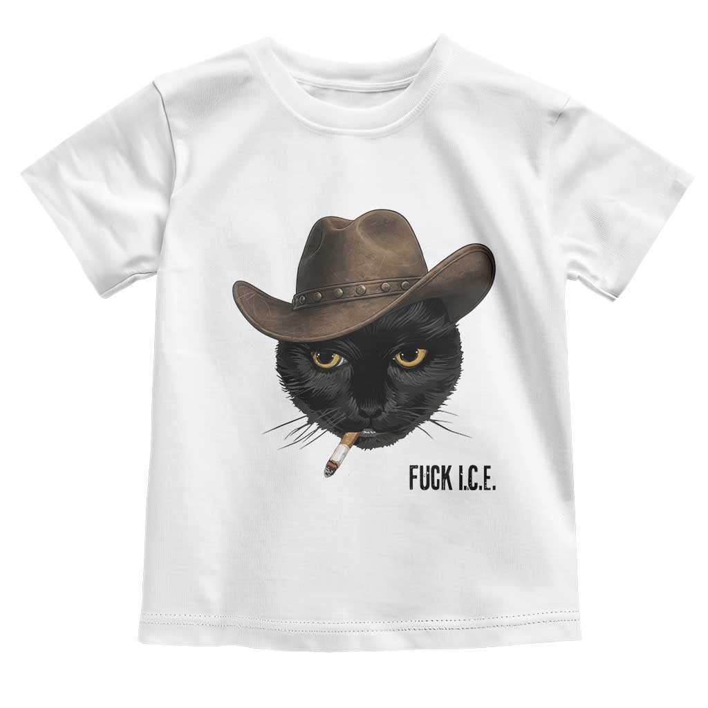 Funny Cowboy Cat Smoking Anti ICE Protest Meme Toddler T Shirt TS14 White Print Your Wear
