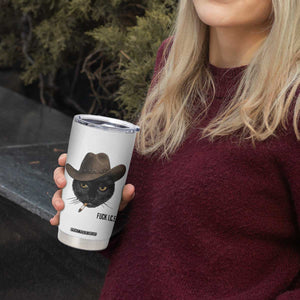 Funny Cowboy Cat Smoking Anti ICE Protest Meme Tumbler Cup TS14 Print Your Wear