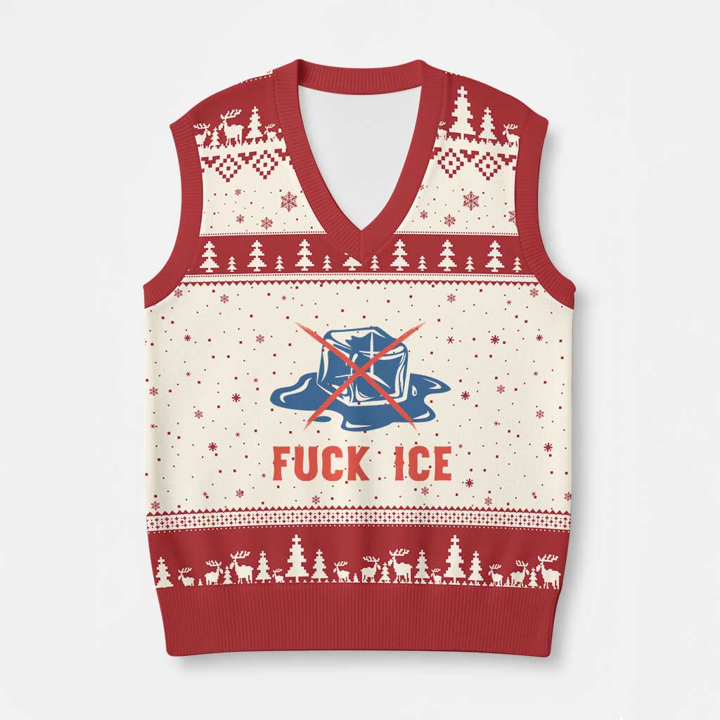 Ice Cube Anti ICE Immigration Human Rights Meme V-Neck Knit Sweater Vest TS14 Beige Red Print Your Wear
