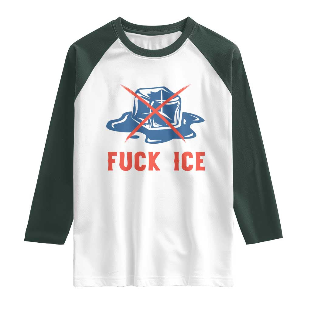 Ice Cube Anti ICE Immigration Human Rights Meme Raglan Shirt TS14 White Dark Forest Green Print Your Wear