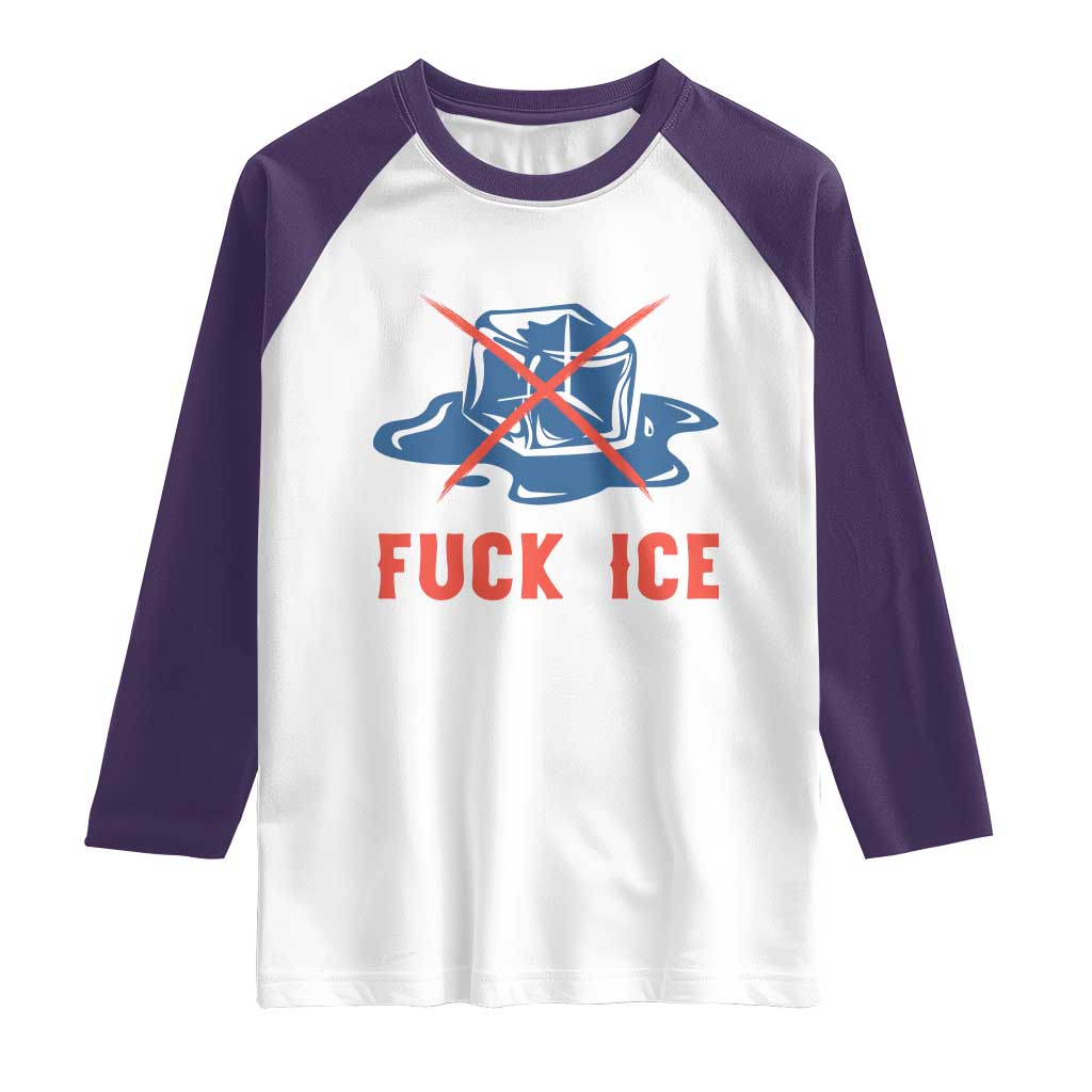 Ice Cube Anti ICE Immigration Human Rights Meme Raglan Shirt TS14 White Purple Print Your Wear