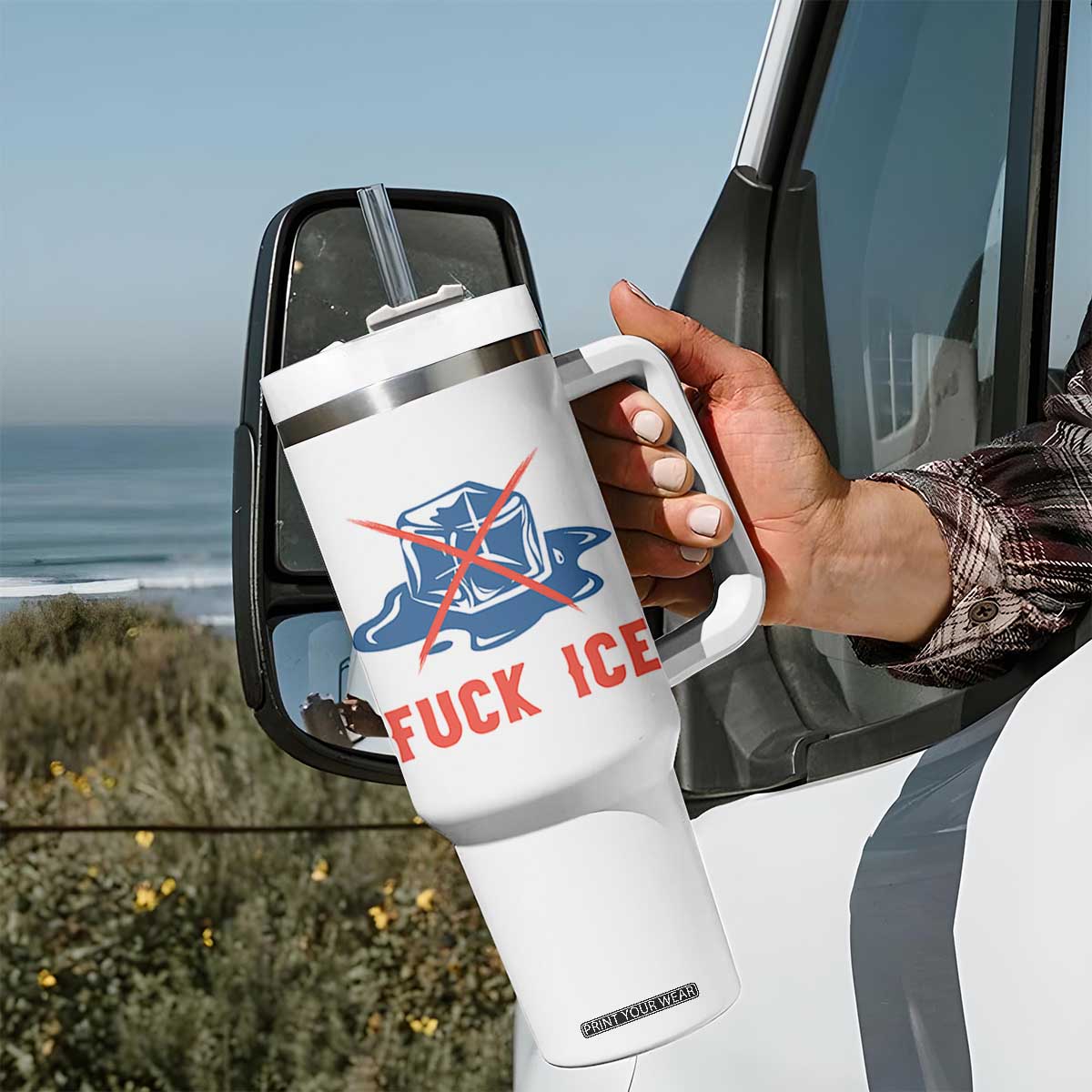 Ice Cube Anti ICE Immigration Human Rights Meme Tumbler With Handle TS14 Print Your Wear