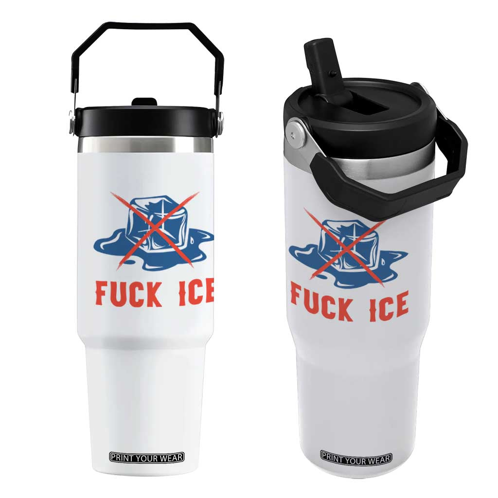 Ice Cube Anti ICE Immigration Human Rights Meme Flip Straw Tumbler TS14 One Size: 30 oz White Print Your Wear