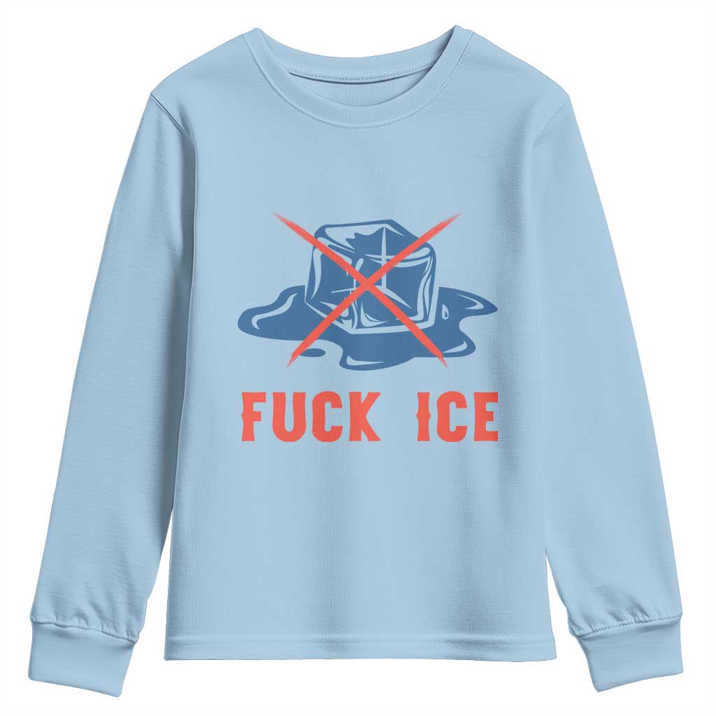 Ice Cube Anti ICE Immigration Human Rights Meme Youth Sweatshirt TS14 Light Blue Print Your Wear