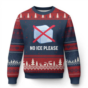 No Ice Please Ugly Christmas Sweater Ice Cube Anti ICE Deportation Human Rights Protest TS14 Navy Red Print Your Wear