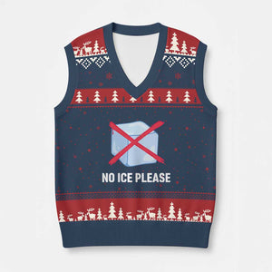 No Ice Please V-Neck Knit Sweater Vest Ice Cube Anti ICE Deportation Human Rights Protest TS14 Navy Red Print Your Wear
