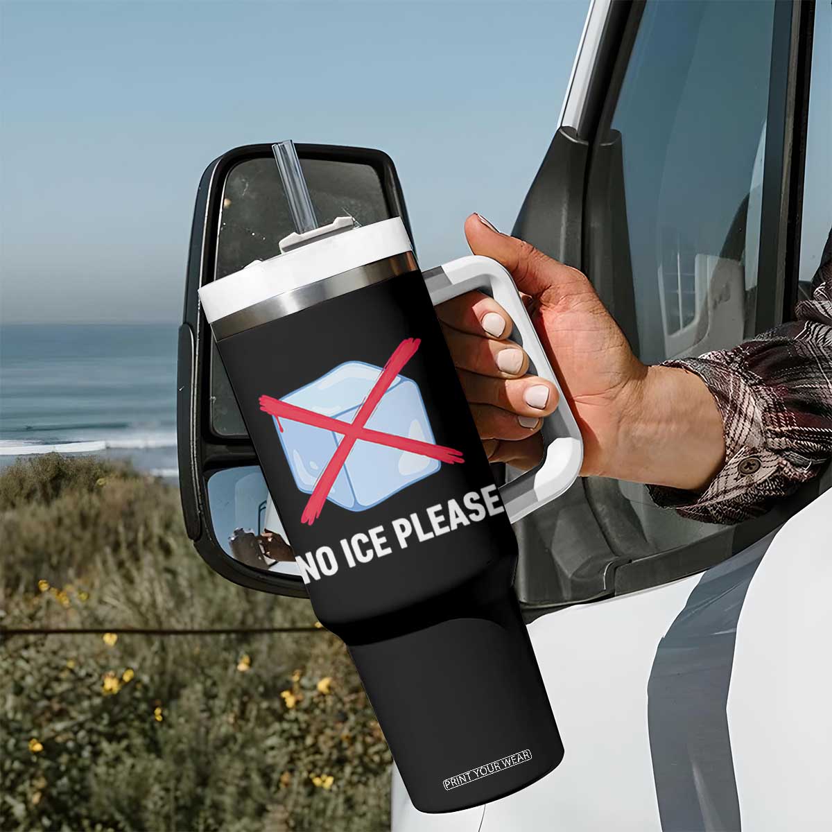 No Ice Please Tumbler With Handle Ice Cube Anti ICE Deportation Human Rights Protest TS14 Print Your Wear