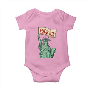 Fck Ice No Human Is Illegal Baby Onesie Statue of Liberty Anti ICE Immigration Human Rights Protest TS14 Light Pink Print Your Wear