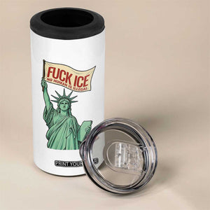 Fck Ice No Human Is Illegal 4 in 1 Can Cooler Tumbler Statue of Liberty Anti ICE Immigration Human Rights Protest TS14 Print Your Wear