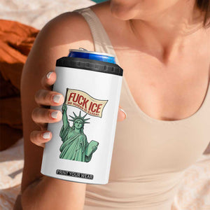 Fck Ice No Human Is Illegal 4 in 1 Can Cooler Tumbler Statue of Liberty Anti ICE Immigration Human Rights Protest TS14 Print Your Wear