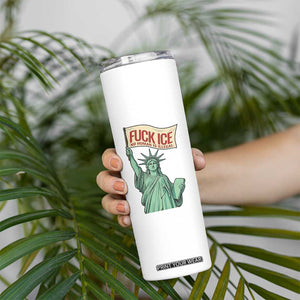 Fck Ice No Human Is Illegal Skinny Tumbler Statue of Liberty Anti ICE Immigration Human Rights Protest TS14 Print Your Wear