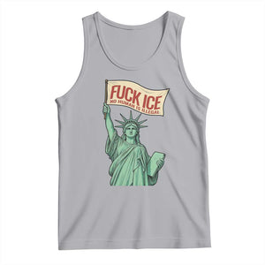 Fck Ice No Human Is Illegal Tank Top Statue of Liberty Anti ICE Immigration Human Rights Protest TS14 Athletic Heather Print Your Wear