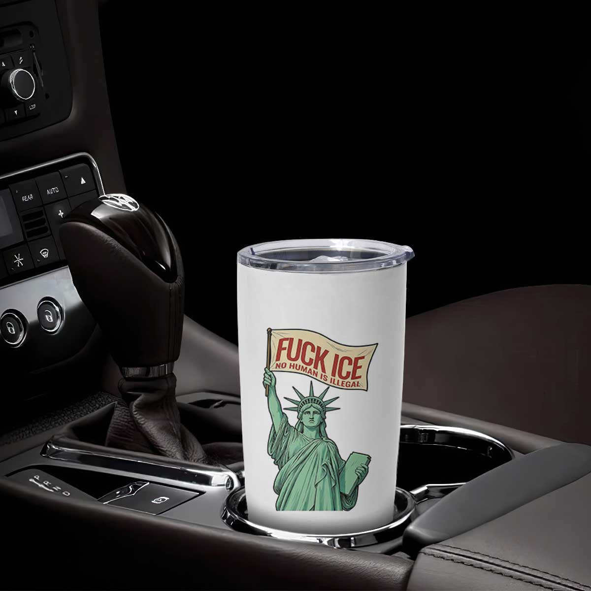 Fck Ice No Human Is Illegal Tumbler Cup Statue of Liberty Anti ICE Immigration Human Rights Protest TS14 Print Your Wear
