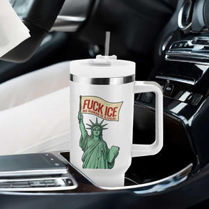 Fck Ice No Human Is Illegal Tumbler With Handle Statue of Liberty Anti ICE Immigration Human Rights Protest TS14 Print Your Wear