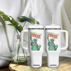 Fck Ice No Human Is Illegal Tumbler With Handle Statue of Liberty Anti ICE Immigration Human Rights Protest TS14 Print Your Wear