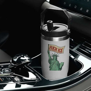 Fck Ice No Human Is Illegal Flip Straw Tumbler Statue of Liberty Anti ICE Immigration Human Rights Protest TS14 Print Your Wear