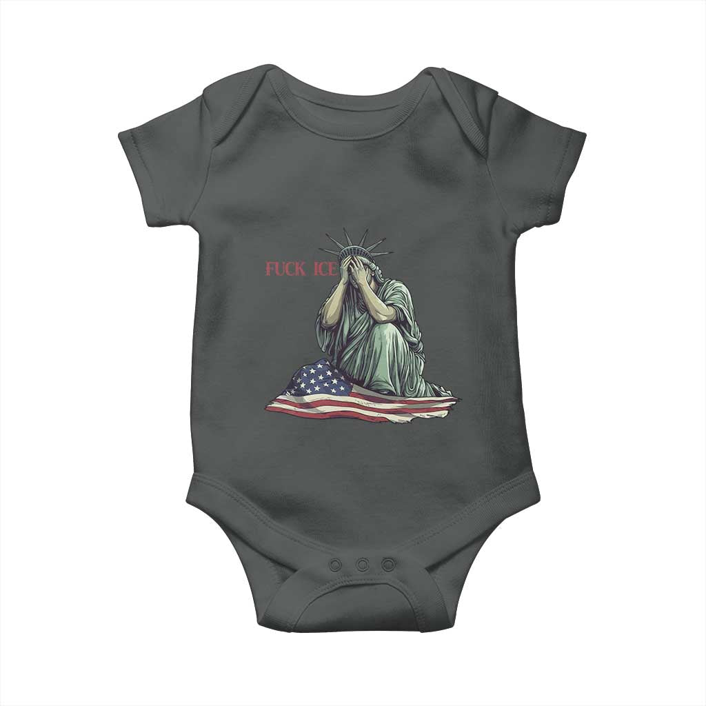 Statue of Liberty Anti ICE Deportation Human Rights Protest Baby Onesie TS14 Dark Heather Print Your Wear