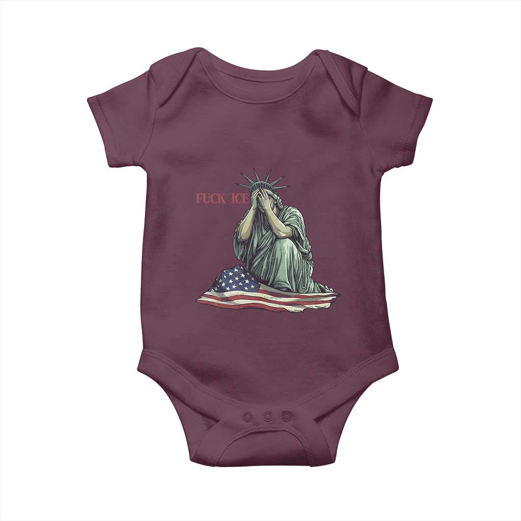 Statue of Liberty Anti ICE Deportation Human Rights Protest Baby Onesie TS14 Maroon Print Your Wear