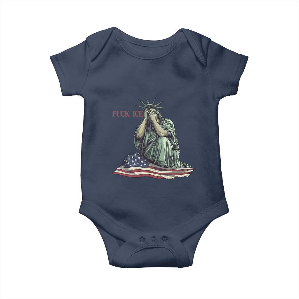 Statue of Liberty Anti ICE Deportation Human Rights Protest Baby Onesie TS14 Navy Print Your Wear