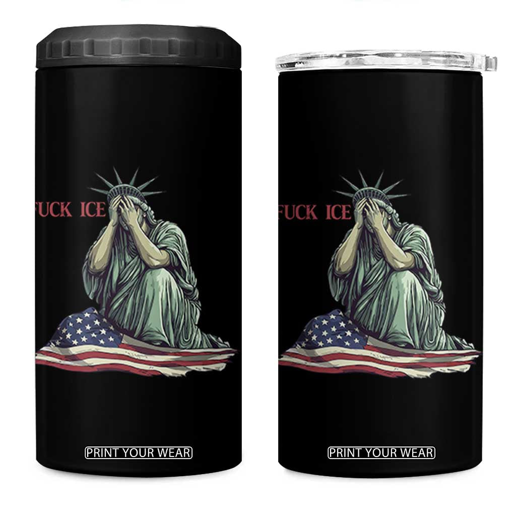 Statue of Liberty Anti ICE Deportation Human Rights Protest 4 in 1 Can Cooler Tumbler TS14 One Size: 16 oz Black Print Your Wear