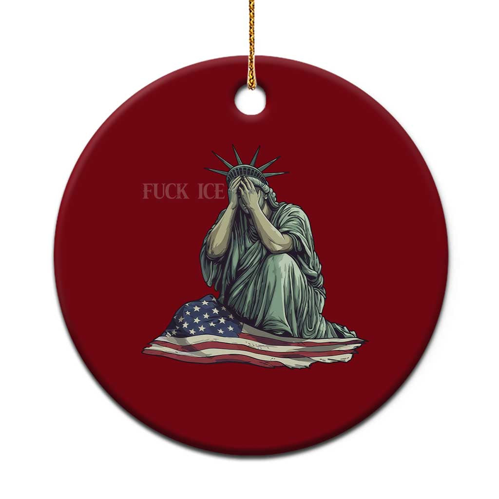 Statue of Liberty Anti ICE Deportation Human Rights Protest Ceramic Ornament TS14 1pc Red Print Your Wear