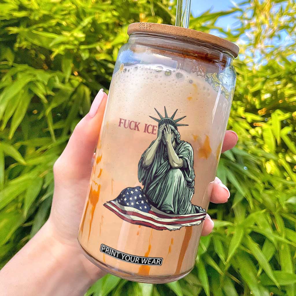Statue of Liberty Anti ICE Deportation Human Rights Protest Glass Can TS14 Black Print Your Wear