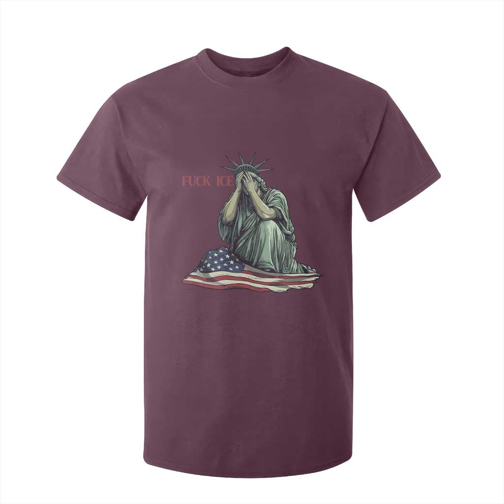 Statue of Liberty Anti ICE Deportation Human Rights Protest T Shirt For Kid TS14 Maroon Print Your Wear