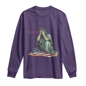 Statue of Liberty Anti ICE Deportation Human Rights Protest Long Sleeve Shirt TS14 Purple Print Your Wear